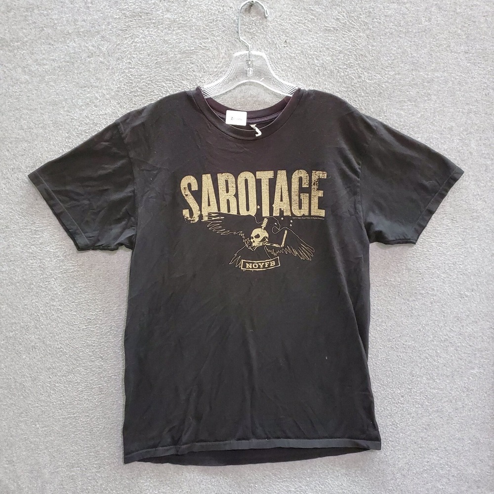 Sabotage Men T-Shirt Large Black Skull Leave No Loose Ends March 28 Short Sleeve